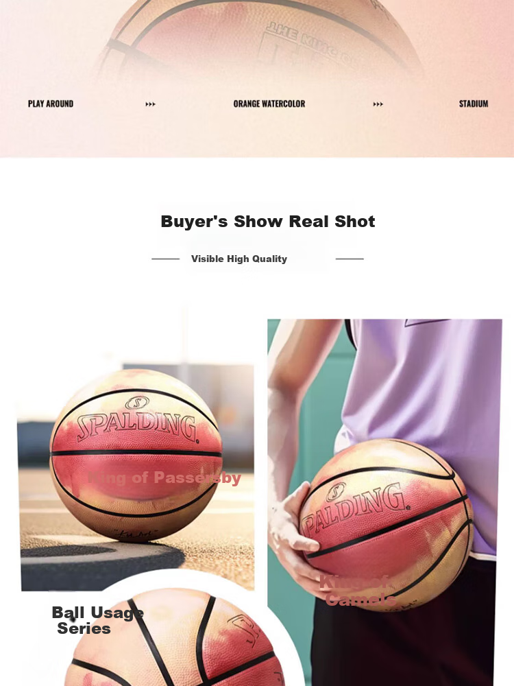 SPALDING No. 7 Street King Co-Branded Indoor/outdoor Universal Non-Slip Wear-Resistant No. 7 Rubber Basketball 85-059Y 2