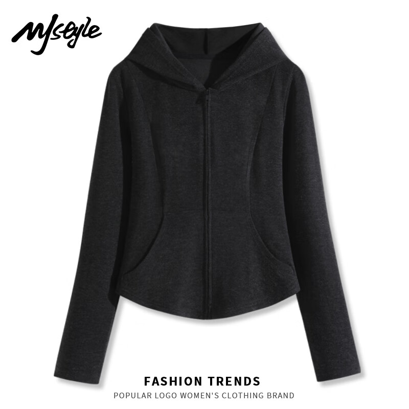 MJ STYLE Faux Cashmere Hooded Slim-Fit Cardigan Jacket for Women, New Spring And Autumn 2026 Short Style Waist-Cinching Slimming Elegant Versatile Top