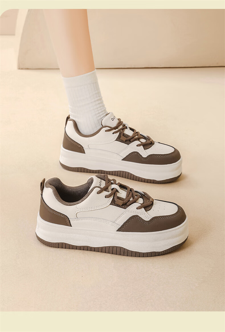 Daphne Thick-Soled White Sneakers for Women, Spring 2025 New Style Platform Shoes, Height-Increasing Fashionable Versatile Casual Sports Shoes 6