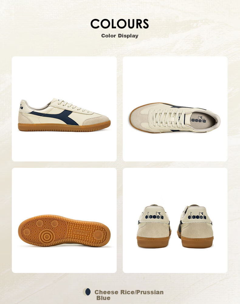 Diadora Men's And Women's Versatile Low-Top Casual Sneakers Saunter OG Beige/blue 37 20