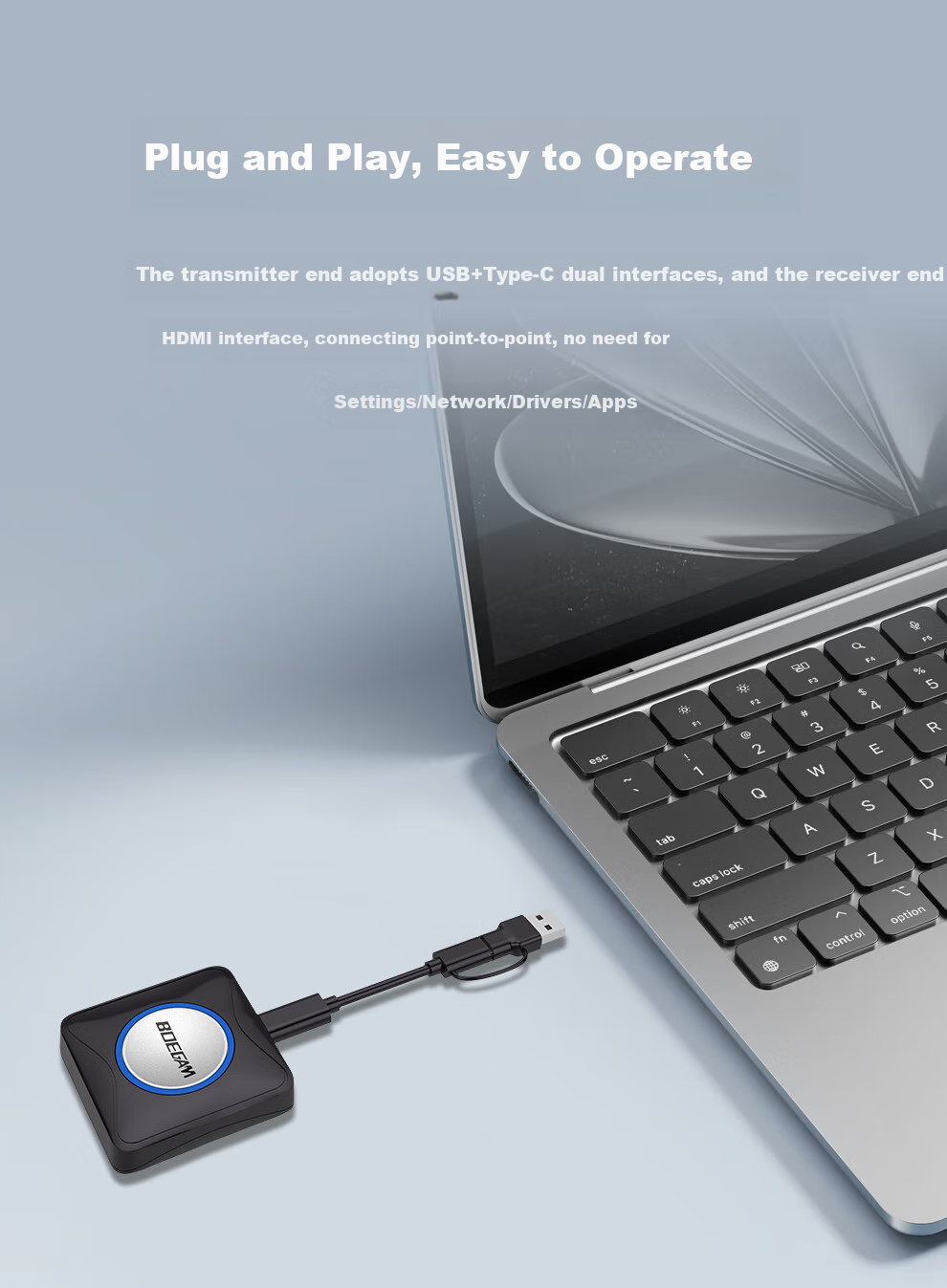 BOEGAM Wireless Screen Mirroring Device HDMI Cable 4K HD Transmission Screen Sharing Tool for Office And Home Use Compatible with Apple And Android Phones, No Network Required XS5D 10