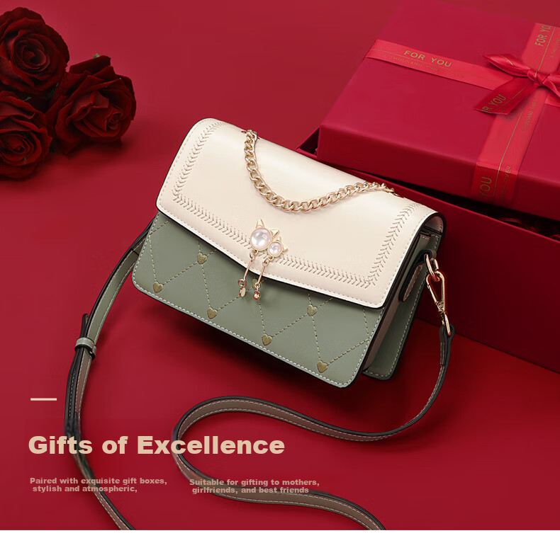 C.BANNER Leather Handbag, Women's Crossbody Bag, Shoulder Bag, Small Square Purse, Practical High-End Light Luxury Birthday Gift for Girlfriend on May 20 1