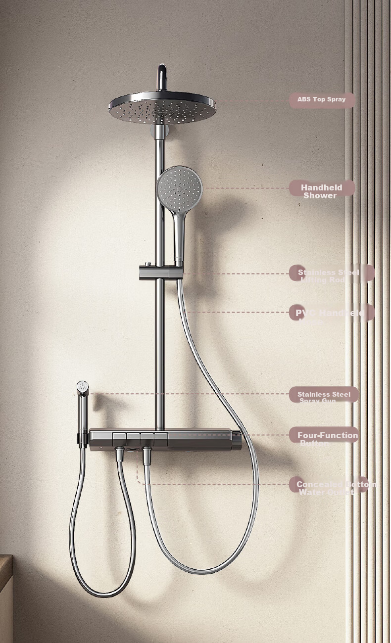 FAENZA Four-Function Piano Key Large Platform Storage Spray Gun, Easy-To Shower Head [Gray] F4M8846GGP 14