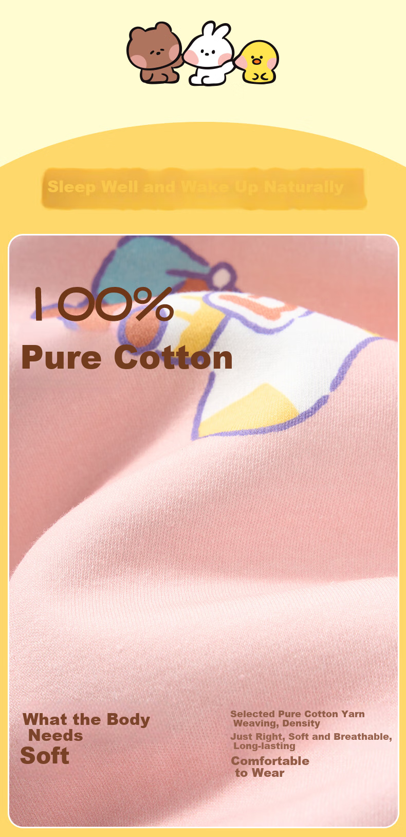 Fenteng Children's Pajamas for Girls, Early Spring Pure Cotton Brown Bear Cony Rabbit IP, Big Kids' Loungewear Q9FJ257390083 4