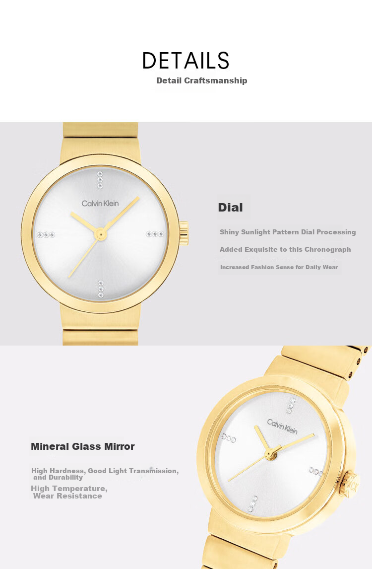 Calvin Klein CK Elite Series Fashion Wristwatch Series 25200416, Gold, Dial 3