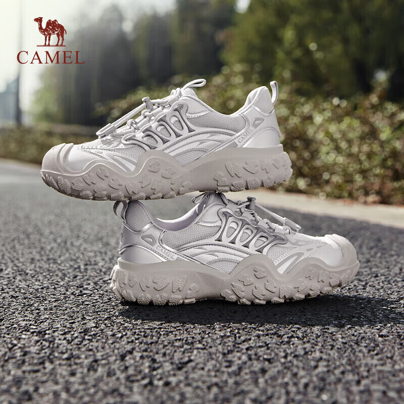CAMEL [Wang Junkai's Style] Women's Hiking Shoes, Mechanical Version Outdoor Ugly-Cute Shoes, L25M202007, Silver/gray, Size 40
