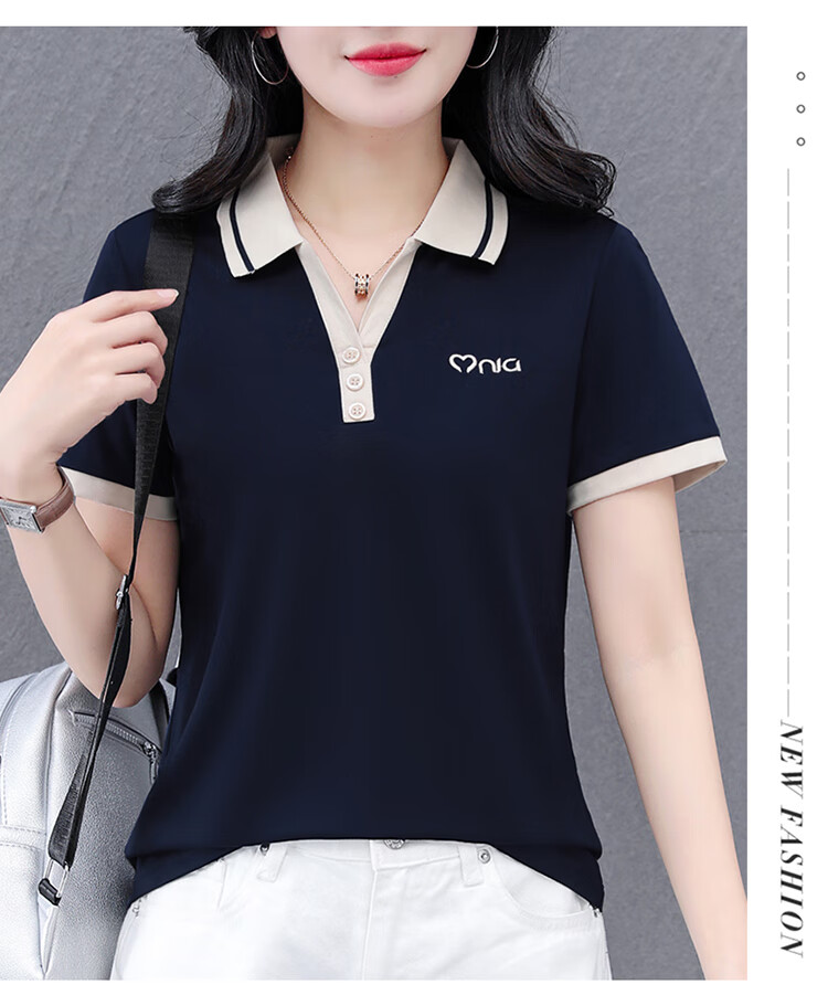 Woodpecker Women's Short Sleeve Polo Shirt Plus Size Slim Fit Red 2026 Spring Summer XL 26
