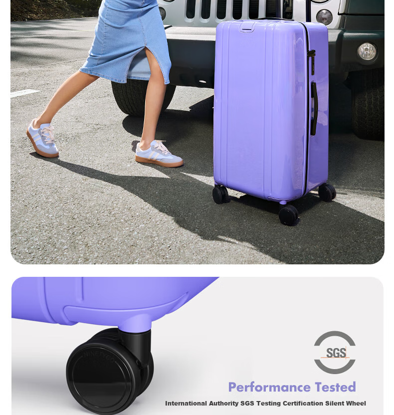90Fen HOBO Luggage, 24-Inch Fashion Trunk, Large Capacity Silent Travel Suitcase, Crystal Pink 15