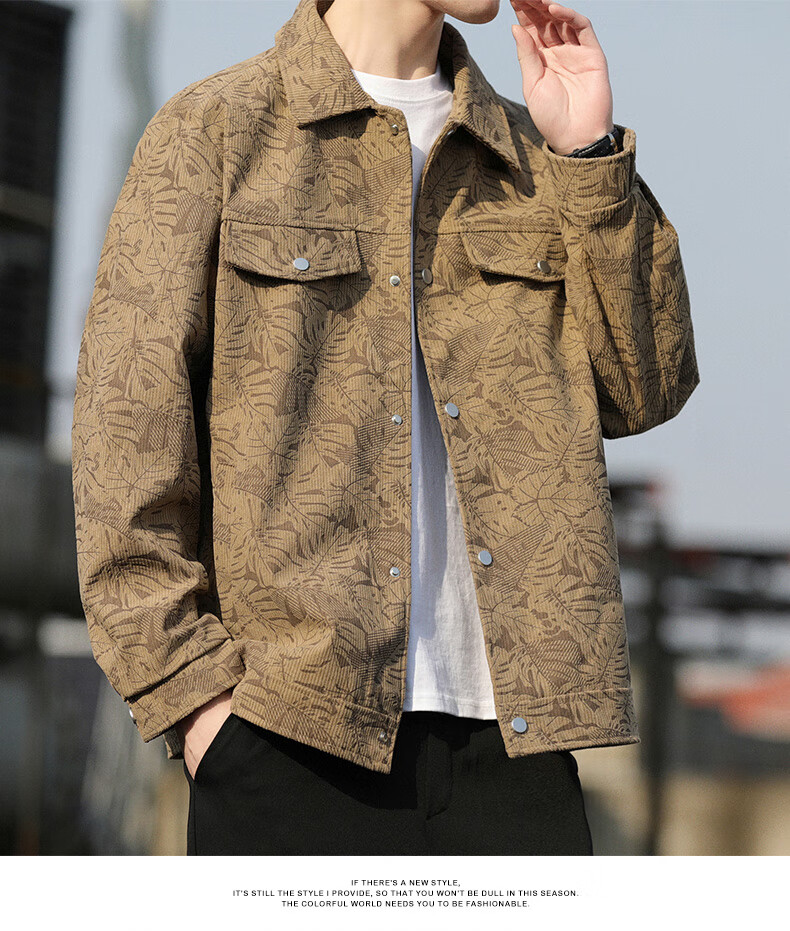 ROMON Men's Spring and Autumn Fashion Lapel Business Casual Jacket Baseball Coat 1703 Coffee 2XL 13