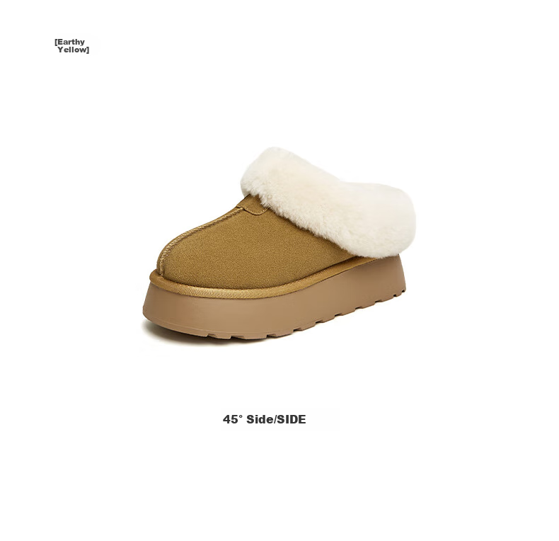 TATA Snow Boots 2025 Winter Thick Sole Plush Warm Low-top Cotton Shoes Women's WDX17DM5 Yellow/White Size 37 10