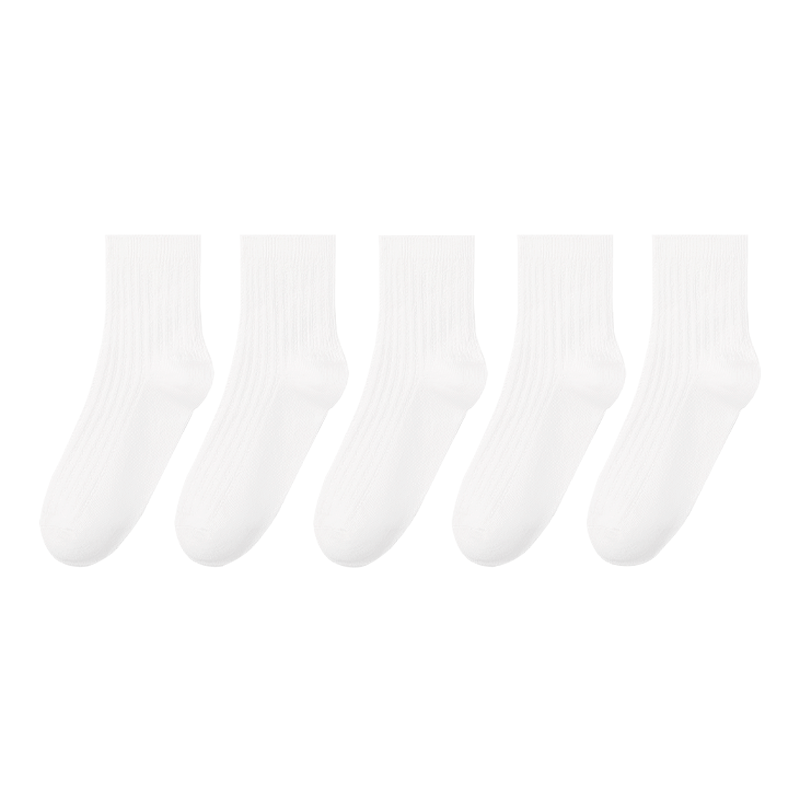 Jiusuiban Cloud-Feel Cotton Children's Socks for Boys And Girls, 5A Antibacterial School Style White Socks, Mid-Calf Socks for Teenagers, Athletic Cotton Socks