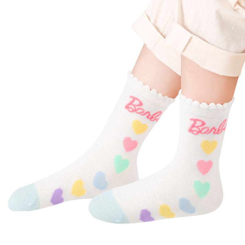 Barbie Children's Socks, Girls' Mid-Calf Cotton Socks for Spring And Autumn, Cute Long Socks for School-Age Girls