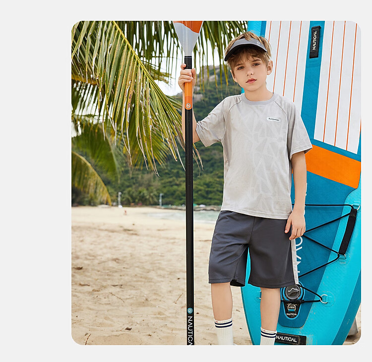 ASK JUNIOR Children's Clothing Set, Boys' Summer Outfit, Cool Thin Short-Sleeve T-Shirt And Shorts, Running Sports Two-Piece Set, Blue 20
