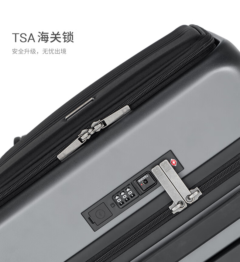 LEVEL8 Suitcase Travel Luggage for Men And Women, Business Carry-On with Front Opening, Wide Handle, Creator Series in Gray 26
