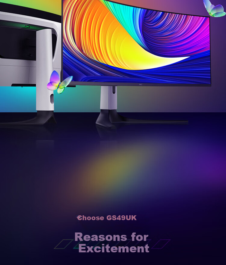 HKC 49-Inch QD-OLED Curved 5K, 240Hz Ultra-Wide Gaming Screen, HDR400, Hardware Low Blue Light, 10bit, E-Sports Type-C 90W, Rotatable And Height-Adjustable Monitor GS49UK 2