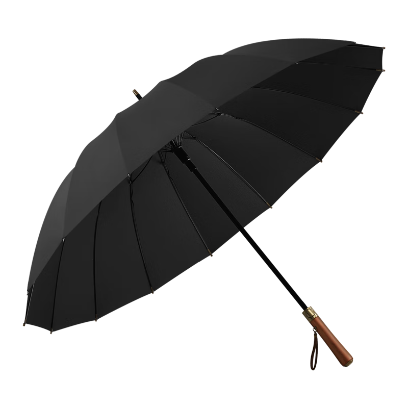 MAYDU Automatic Long Handle Umbrella, Extra Large Size, Reinforced, Thickened, Durable, Windproof Umbrella, Men's Business Umbrella, 16K M8001 Black