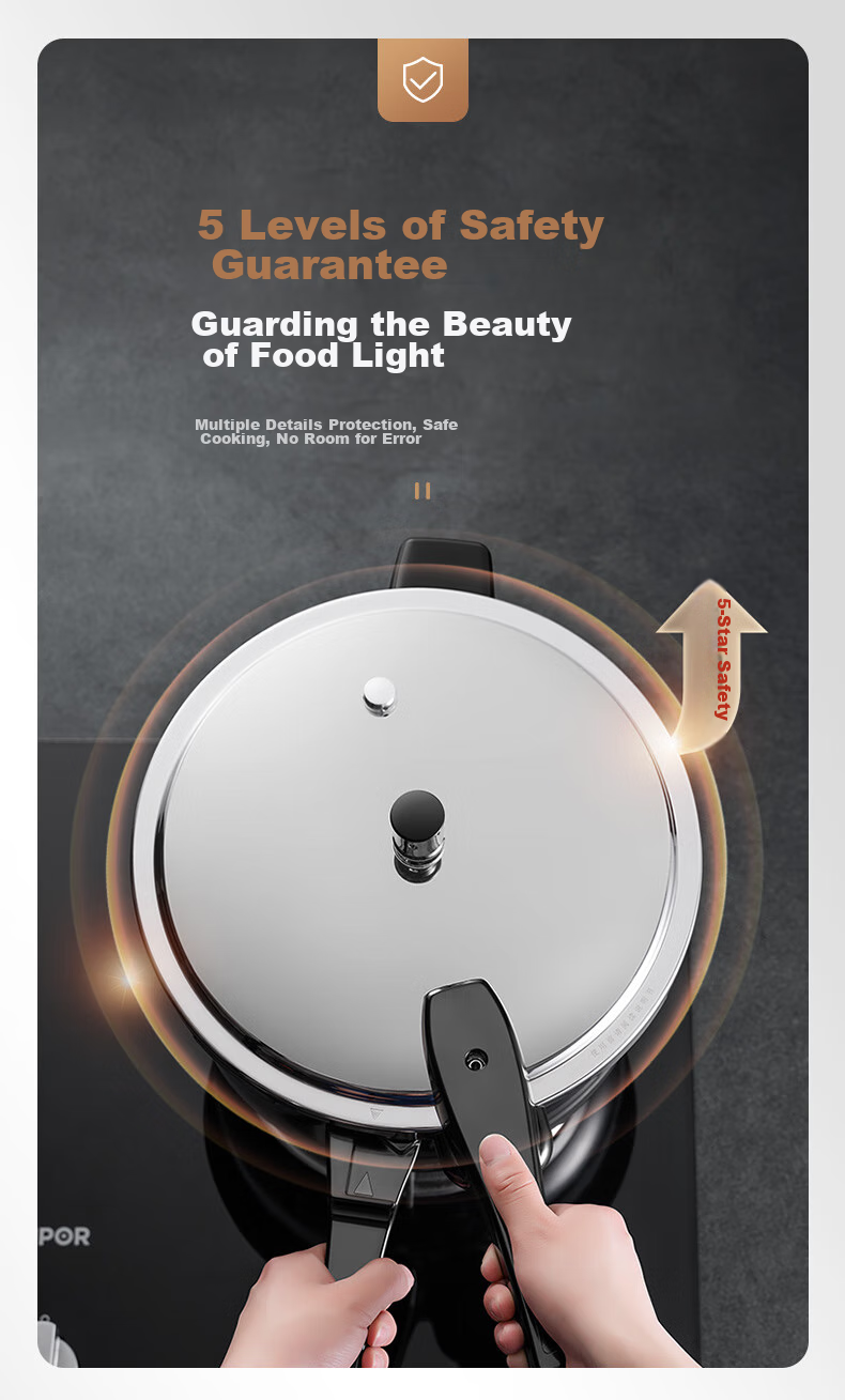 SUPOR 304 Stainless Steel 9L Pressure Cooker, 26cm [Suitable for 4-6 People], Explosion-Proof High Pressure Cooker, Compatible with Induction Cookers, Large Capacity 8