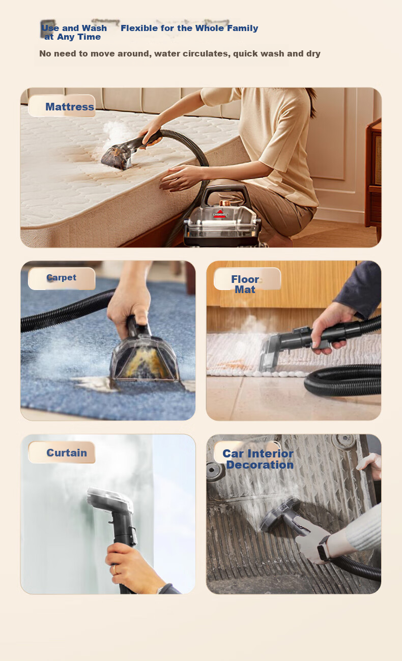 BISSELL Pet Hair Eliminator 618 Price Protection Fabric Cleaner Carpet Sofa Mattress Spray Extraction All-in-One Household Multi-Functional Mini Round Cleaner 15