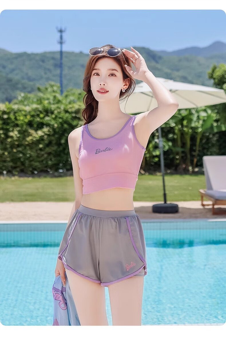 Barbie Conservative Two-Piece Swimsuit Set for Women, Hot Spring And Beach Vacation Swimwear, Plus Size Elegant Slimming Swimwear 11
