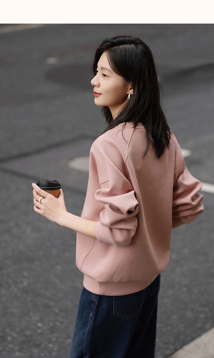 Dme [350G Air Layer] Spring Fashion Round Neck Beaded Letter Embroidery Loose-Fitting Fitted Sweatshirt Women's Top 23