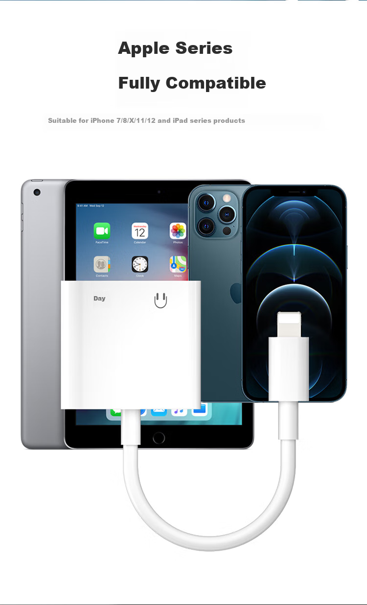 JOWOYE Apple Lightning to PD Fast Charging Adapter for Live Streaming, Music Listening, Gaming, Low Latency, Anti-Fingerprint Headphones with Microphone, Multi-Function All-In Compatible with IPad Pro 5
