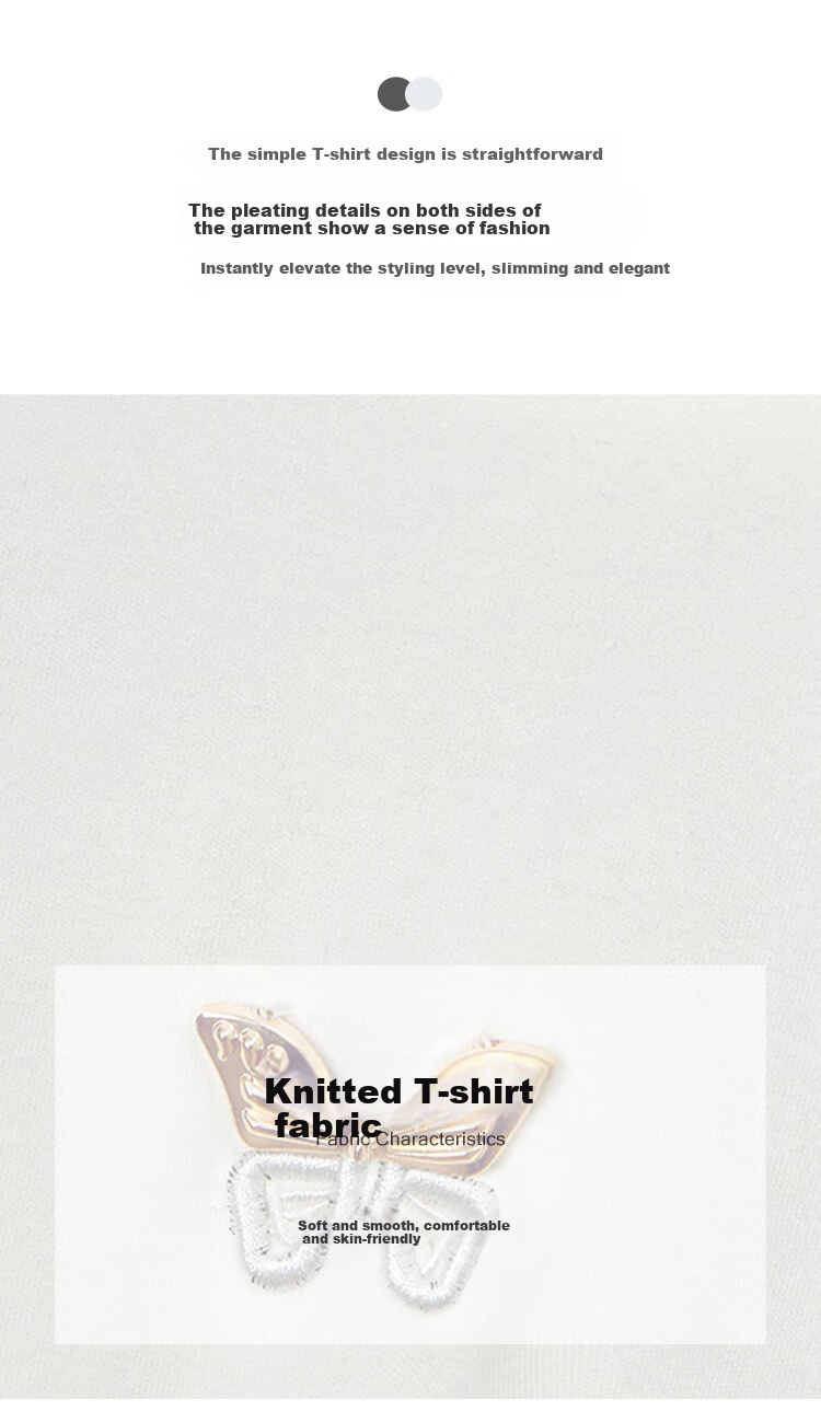Tachi Simple Base Shirt, 2026 Spring New Women's Clothing, Pleated Waist-Cinching Slimming Round Neck Top 2