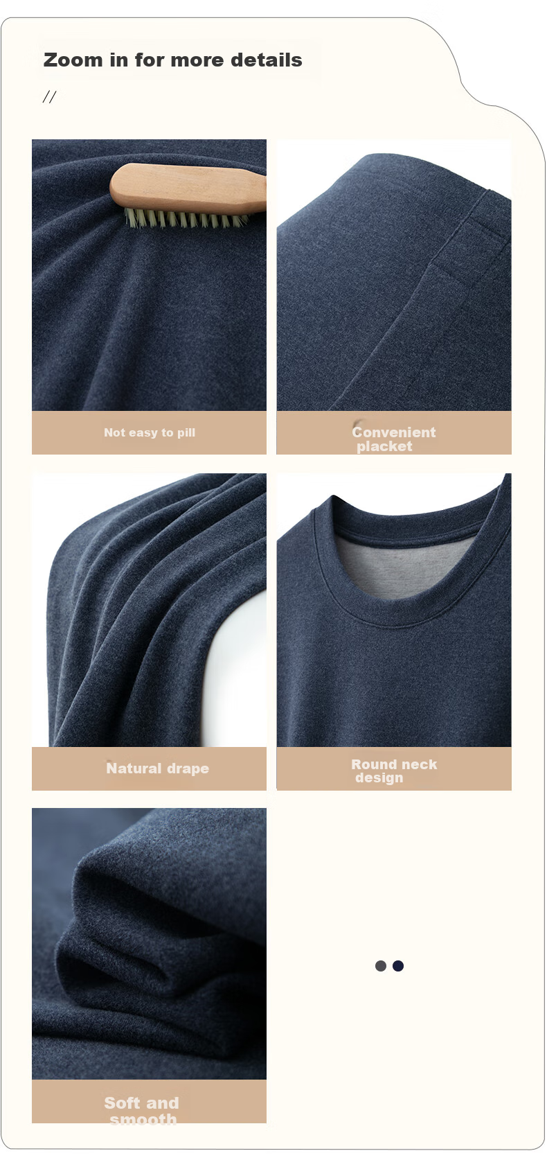 Yiershuang Autumn And Winter Men's Wool And Silk Thermal Underwear Set, Round Neck Fleece-Lined Thickened Long Johns And Undershirt 11