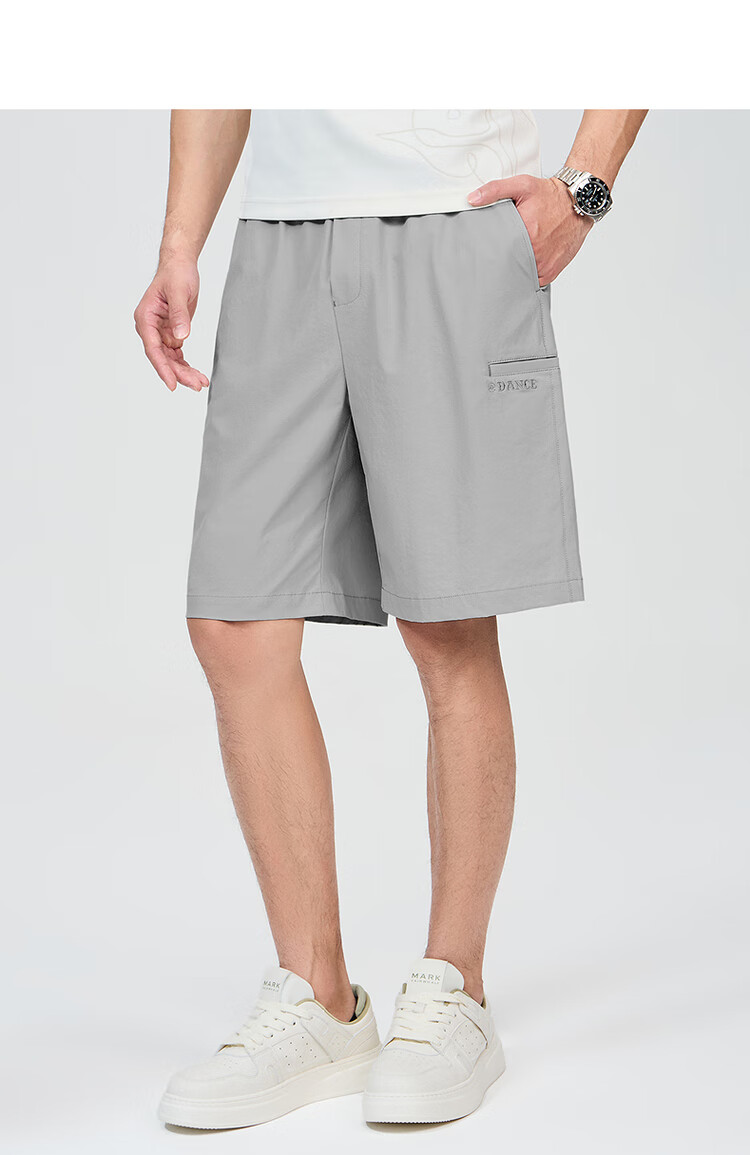 DANCING WOLVES [Sifangtan] Summer Loose Breathable Elastic Shorts Outdoor Style Men's Casual Shorts 101 Navy Blue L 5