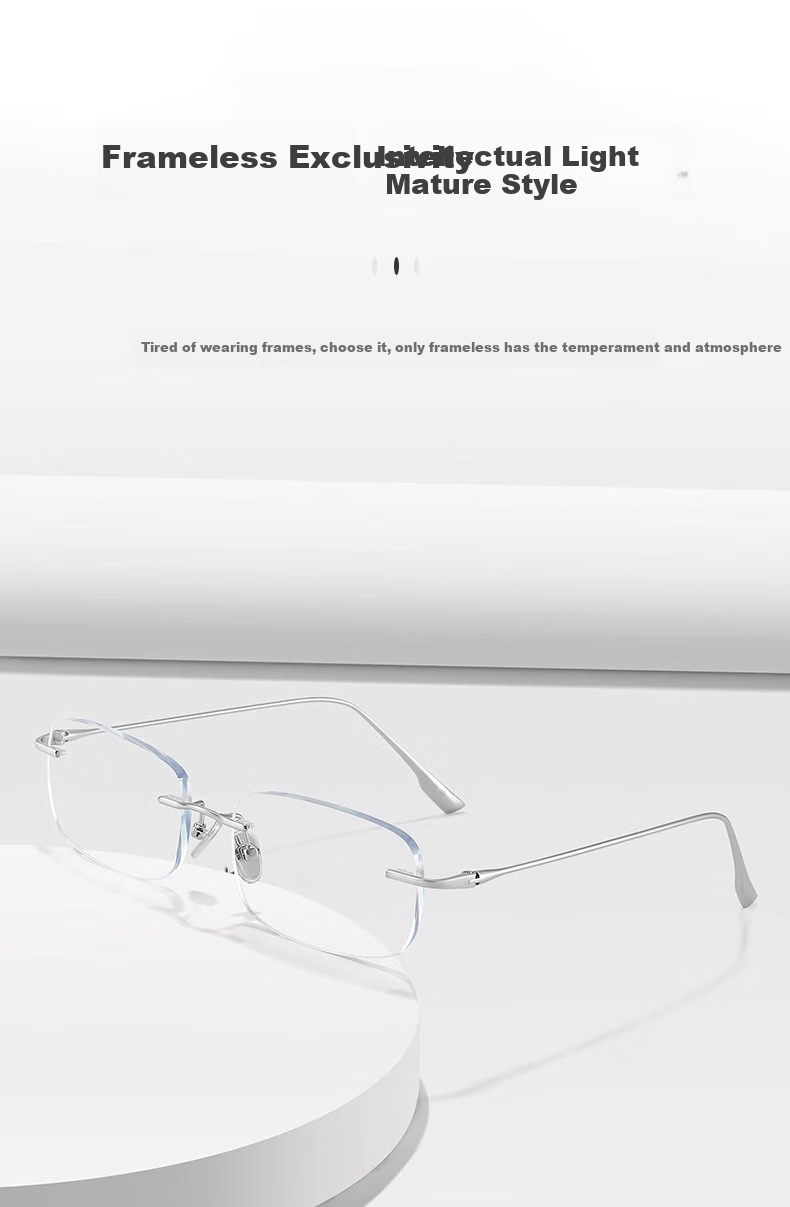 Molake Frameless Imported Reading Glasses for Women, High-Quality Genuine Fashionable Anti-Blue Light Titanium Metal Rimless Eyeglasses for Middle-Aged And Elderly 2