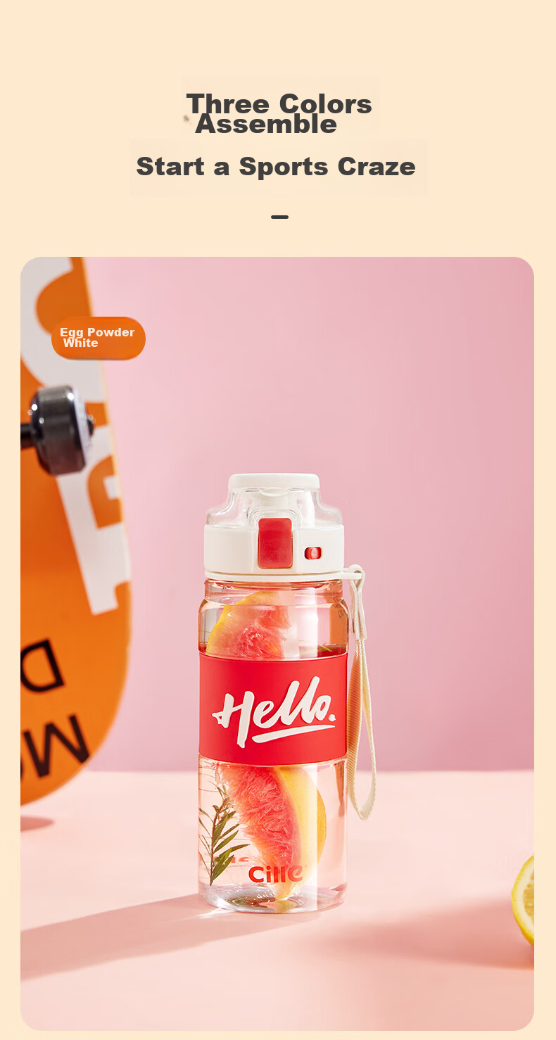 Cille Plastic Cup Outdoor Tritan Material Straw Cup for Men And Women Students Sports Water Bottle Portable Children's Dual-Use Cup 18