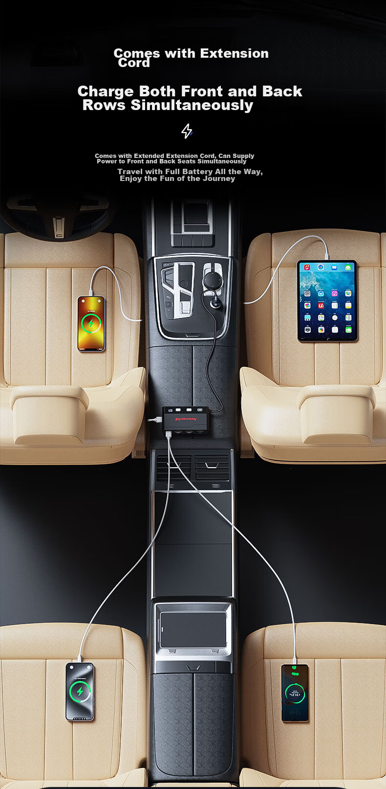 Newsmy Car Charger, Super Fast Charging Cigarette Lighter, Three-In High-Power Car Adapter Plug, Car Fast Charging 10
