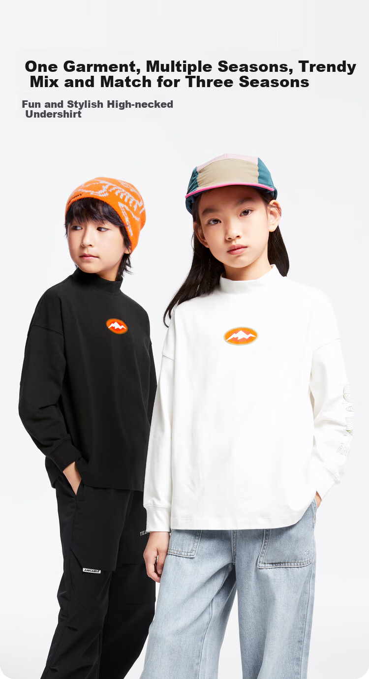 Annil Children's Clothing, Boys And Girls Mid-Neck Long-Sleeve Knit Sweater, 2024 Autumn New Style, Black, Size 120 1