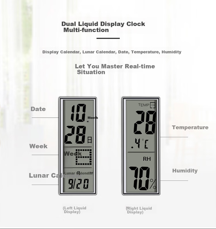 POLARIS Wall Clock, Creative Living Room Timepiece, Bedroom Luminous Clock, Temperature Display with Dual Liquid Crystal, 24-Inch Large Clock 2