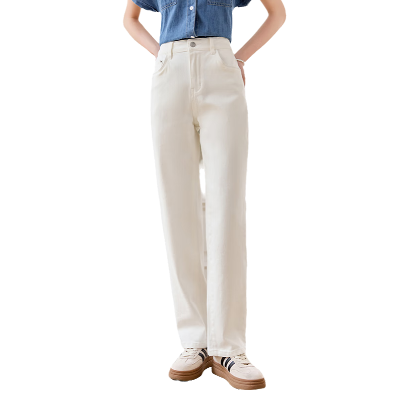 PinCai Women's Spring Autumn Straight Leg Slim High Waist Casual Denim Jeans P143N1009