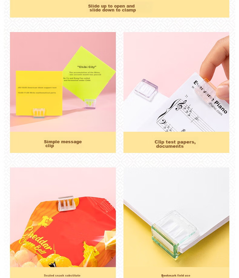 Deli Tube Push Clips, Transparent Ticket Holder Creative Push Clip, Exam Paper Folder File Folder, Storage Small Clips, Office Supplies, Mixed Colors, 20 Pieces/tube, TP560 14