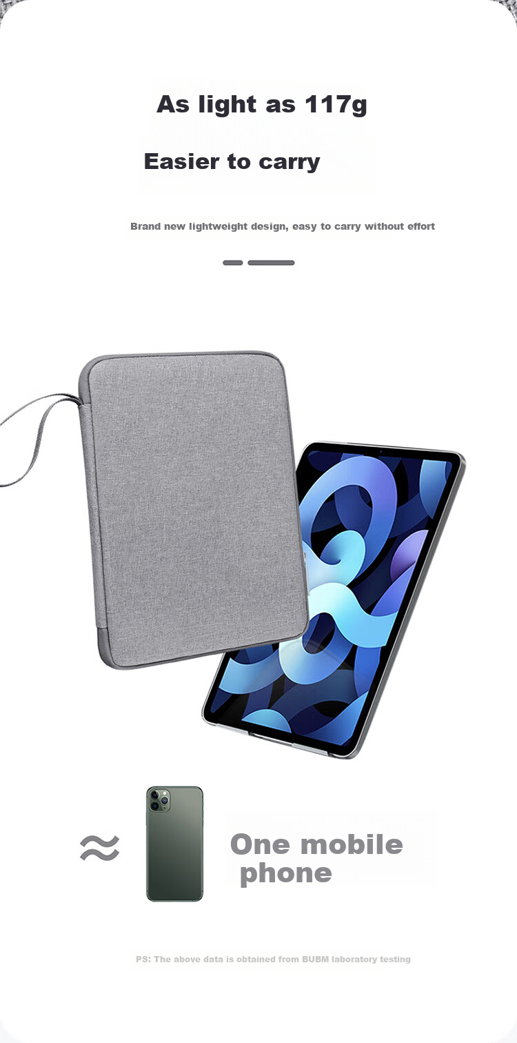 Biyoumei IPad Tablet Case, 10.9-Inch Protective Cover, Apple Huawei Tablet Accessory Storage Bag, Gray 5