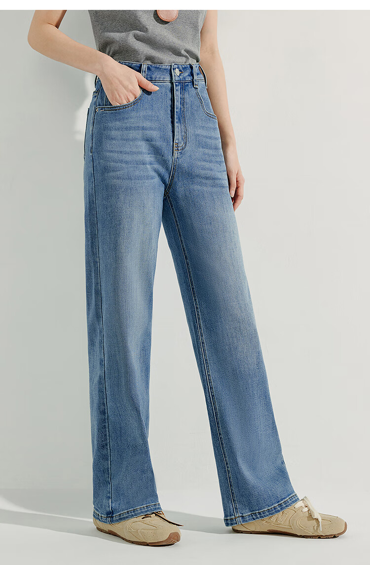 INMAN [Same Style As on Runway] French-Style Straight-Leg Jeans, 2026 Spring/summer Wide-Leg Trousers, Denim Blue, Size 27 12