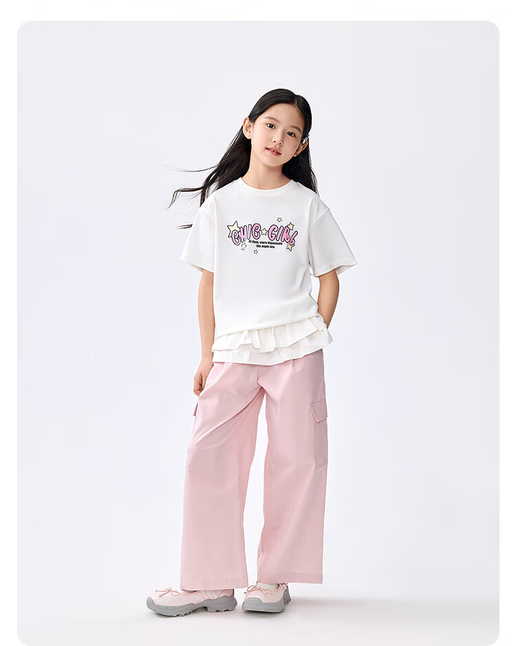 BALABALA Children's Clothing, Girls' Short-Sleeve T-Shirt, Summer Wear for Older Kids, Quick-Dry Sweet Printed Top, 208225117029 15