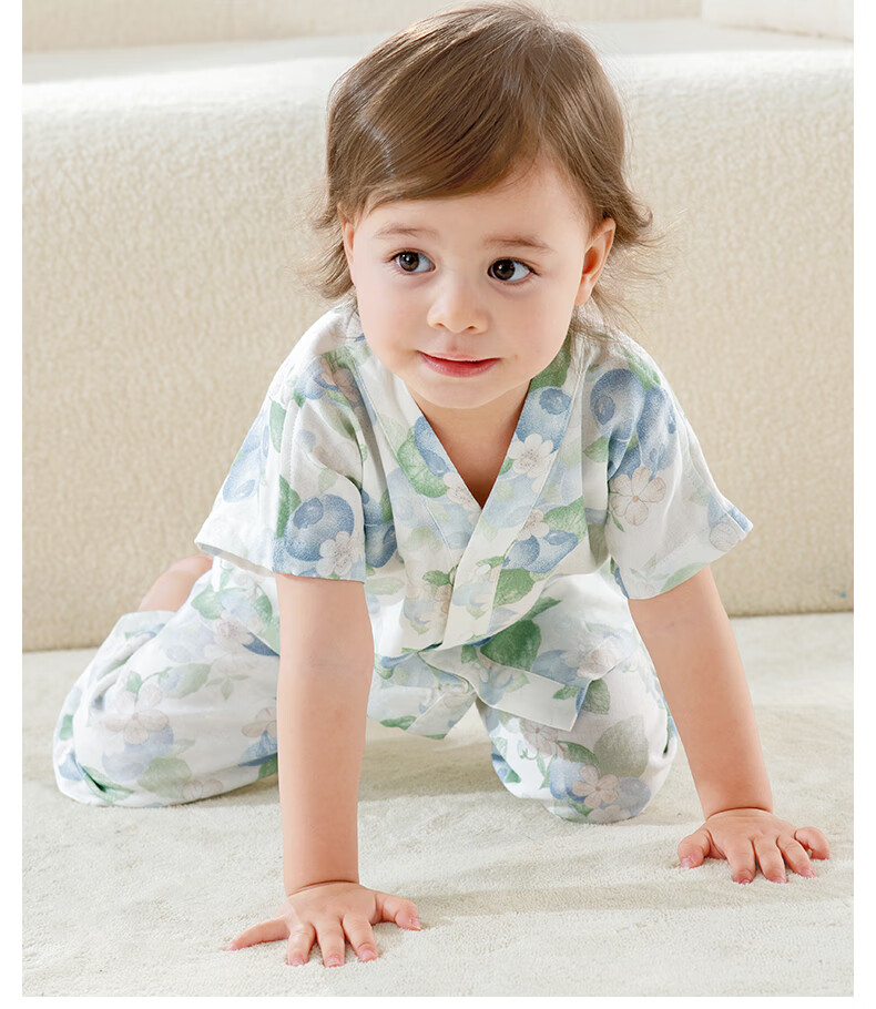 Beitaisi Children's Pajamas, Girls And Boys Summer Thin Breathable Home Wear Set, Baby Parent-Child Sleepwear Short Sleeve 12