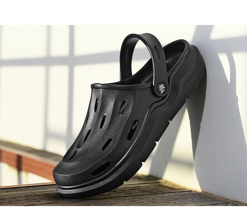 HLA Men's Casual Sandals Hollow Toe Slippers HAALXM2EBK017 Black Size 40/41 (Dual Size) 16