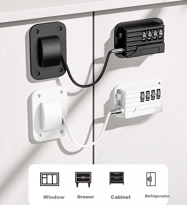Huge Refrigerator Lock, No-Drill Drawer Password Lock, Student Dormitory Cabinet Security Lock, Window Limiter 5