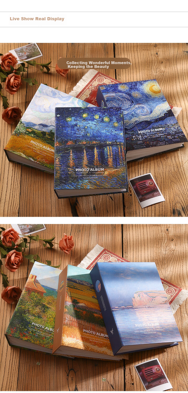 Siyicai 6-Inch 200-Page Insertable Oil Painting Storage Album, Large Capacity Family Photo Album, Couple's Memory Book (6-Inch Laminated 200 Pages) - Fisherman's Hut Photo Book 7