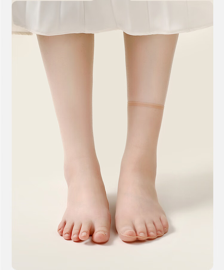 LangSha Silk Stockings for Women, Silicone Non-Slip Summer Thin Trendy Crystal Stockings, Summer Foot-Transparent Short Socks Mid-Calf Socks, Black Size 15 7