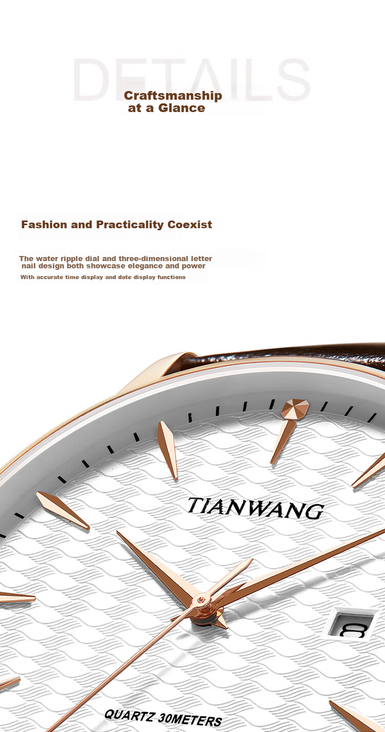TIAN WANG Women's Watch 38-Section Gift Leather Strap Quartz White Dial Brown Strap LS31541P.D.LC1.W 15