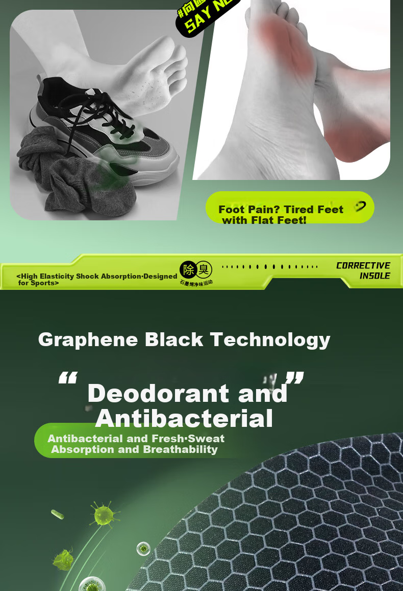 BUYUN Arch Support Insoles for Sports Shoes, Thick High-Elastic Shock-Absorbing Cushioning for Men's Feet 3