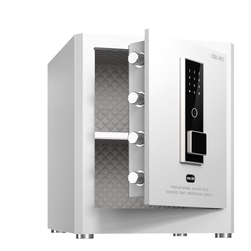 Deli Safe, Home And Office Electronic Password Storage Box, Small Confidential Box, All-Steel Anti-Theft, Can Be Built into Wall Or Cabinet, Safe Deposit Box, 45cm Elegant White Hongya Series