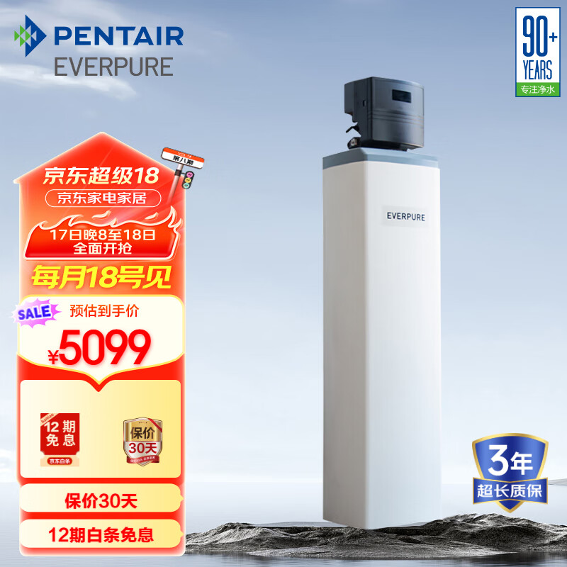 Everpure Whole House Central Water Purifier, Home Electronic Control Water Purification System, 1.5 Ton/Hour, 24-Ton High-Flow Filter PCFE40F120