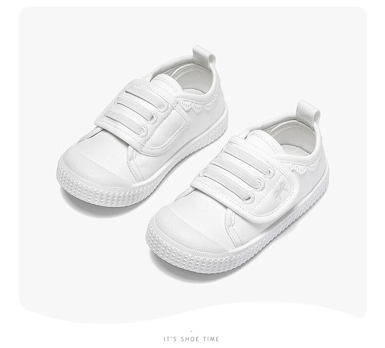 Snoffy Children's Canvas Shoes, Spring Breathable Lightweight Indoor Baby Shoes, Girls' Sweet Lace-Up Walking Shoes, White/purple, Size 28 8