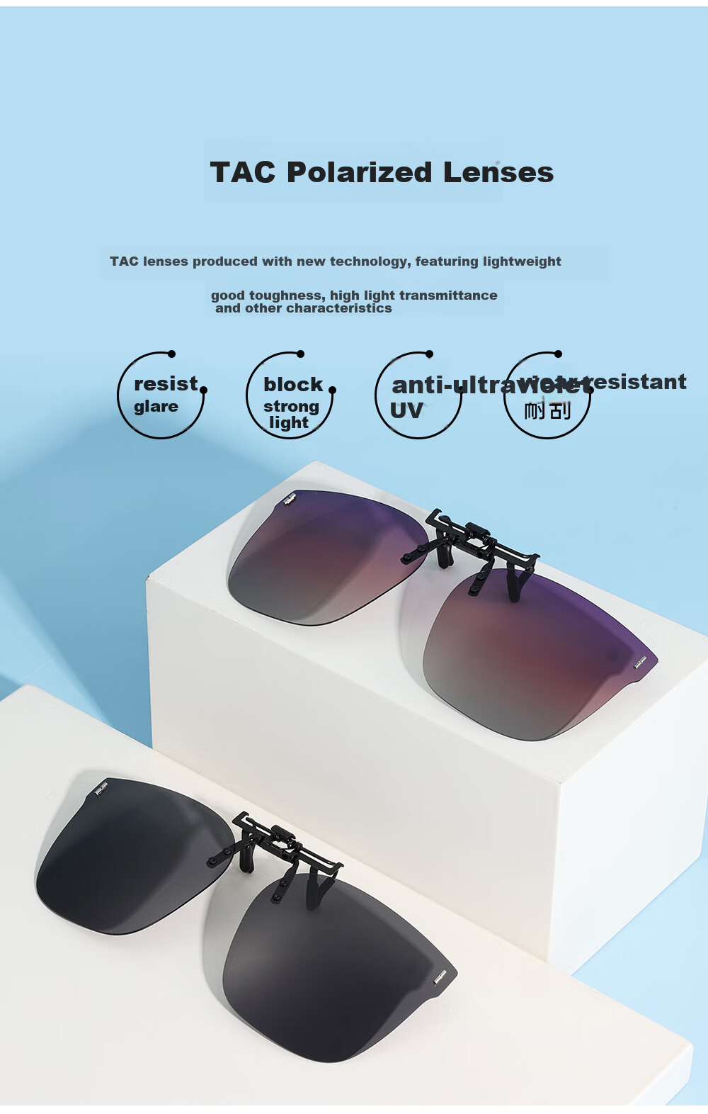 Wanpishu Polarized Sunglasses Clip-On for Nearsightedness, UV Protection, Anti-UV, Sun Protection, Outdoor Use for Me 4