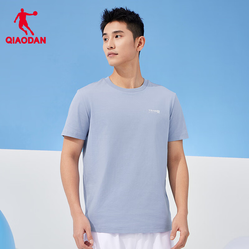 QIAODAN Men's Sports Short-Sleeve T-Shirt, Summer Cotton Round Neck Casual Running Fitness Training Top